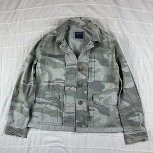 Abercrombie & Fitch Jacket Women's Medium Camo Field Utility Military Cotton